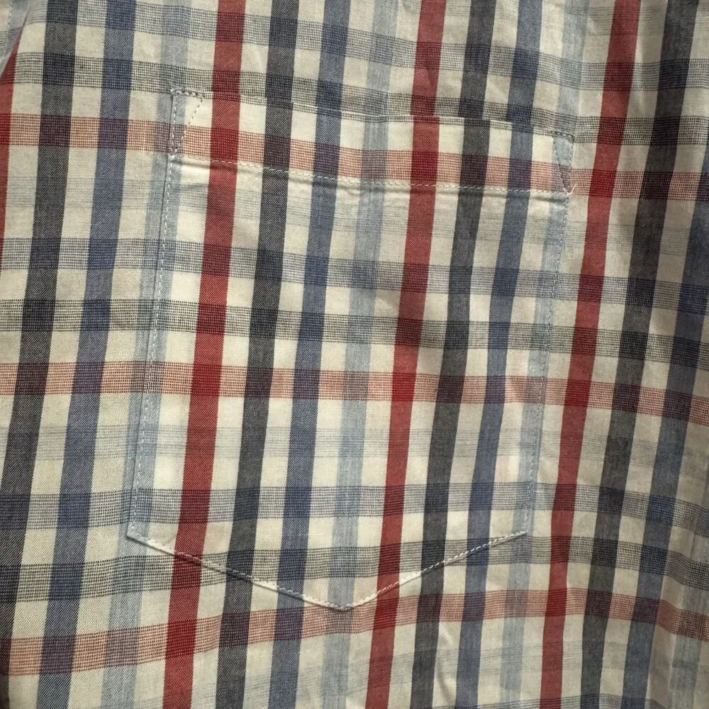 J.Crew Flex Washed Plaid Button Down Shirt Red Blue White Gingham Shirt XL